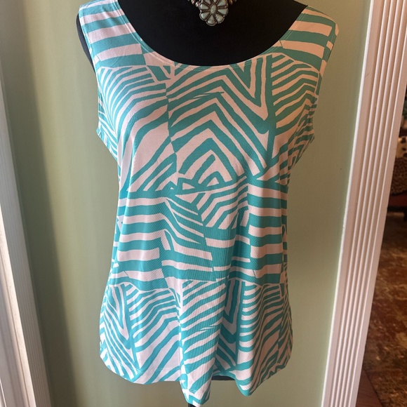 Chico's Blue and White Sleeveless Top Size 2 - Picture 1 of 9